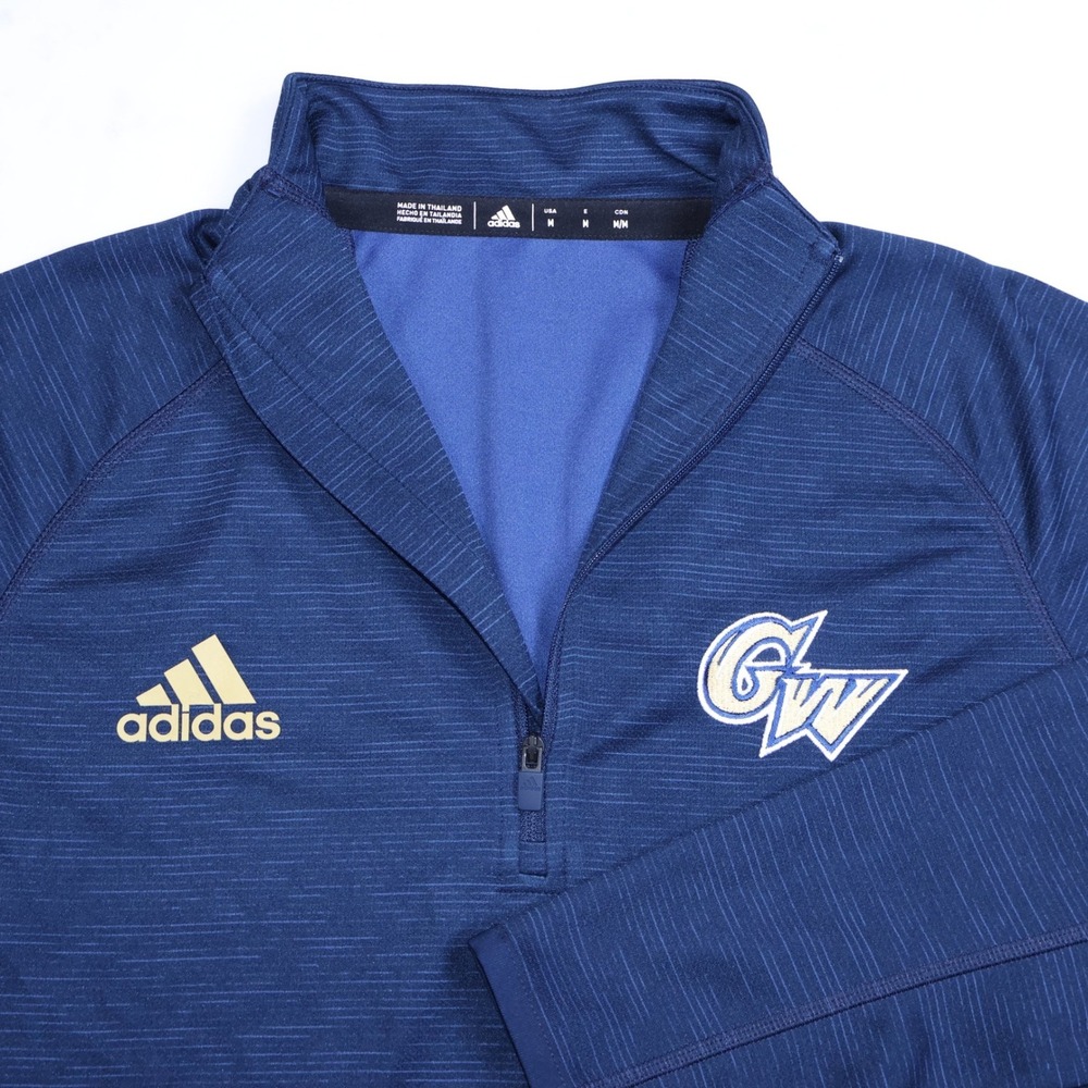 Adidas George Washington University GW Quarter Zip Navy Blue Womens Medium